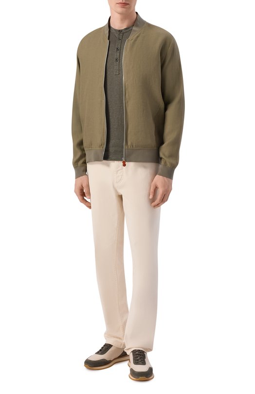 Льняной бомбер Kiton UG0001H09690 Хаки  UG0001H09690 Фото 2
