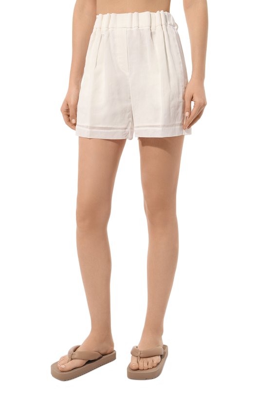 Хлопковые шорты Brunello Cucinelli MH911B1316 Белый  MH911B1316 Фото 3