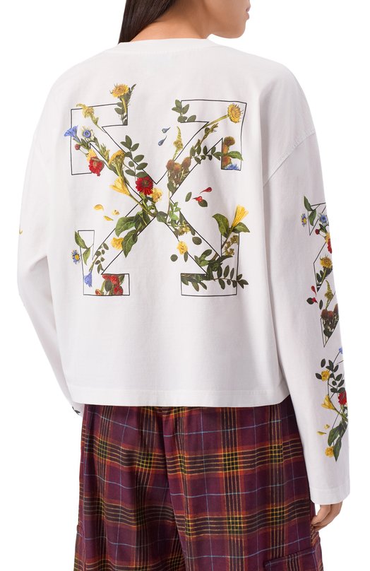 Хлопковый лонгслив Off-White 0WAB038F25JER001 Белый  0WAB038F25JER001 Фото 4