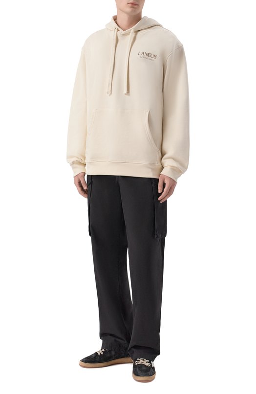 Хлопковое худи Laneus S6LAMAHS198 Кремовый  S6LAMAHS198 Фото 2