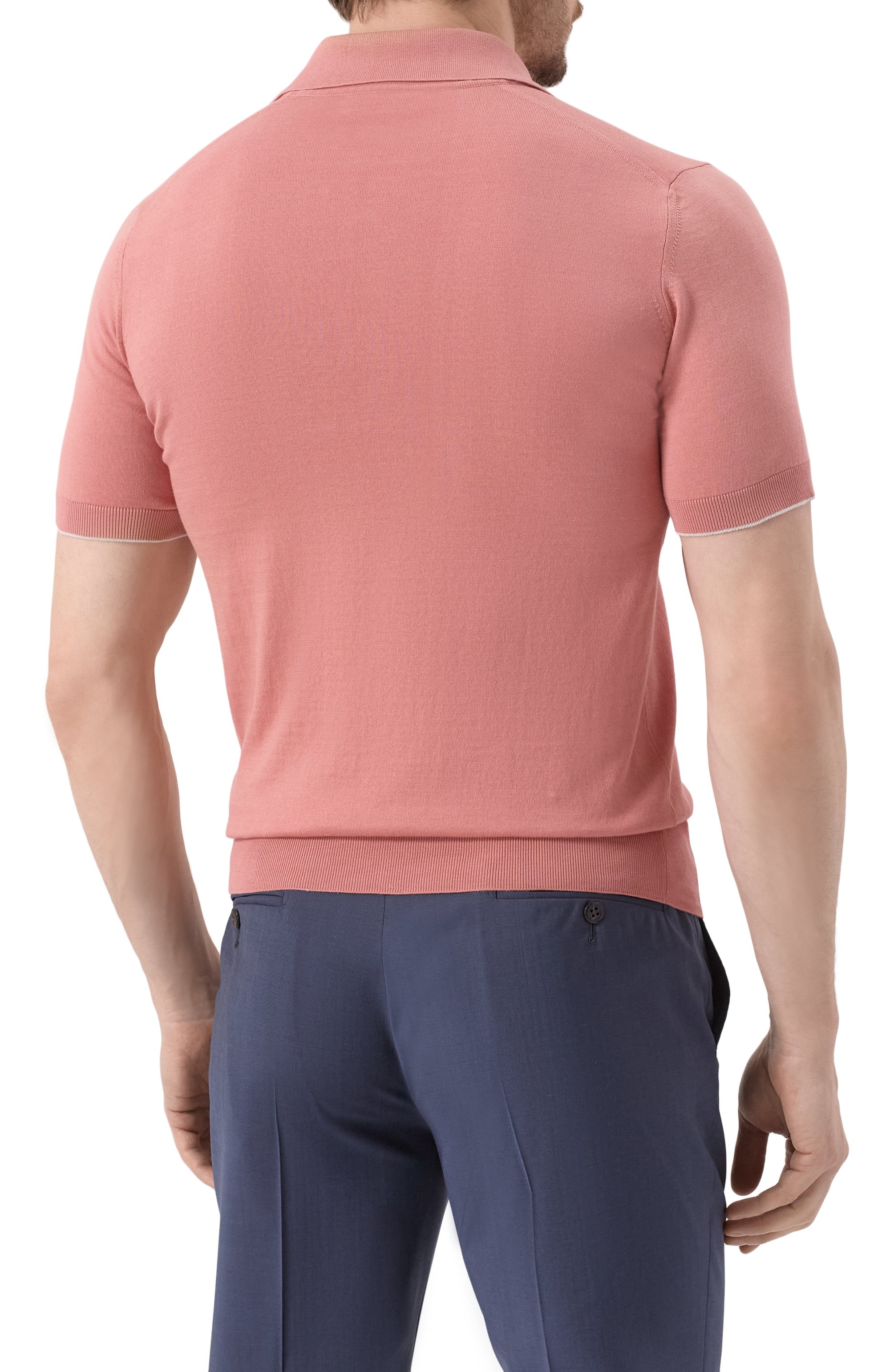 Хлопковое поло BRUNELLO CUCINELLI кораллового цвета по цене 74450 руб., арт. M29800125, фото 4 Хлопковое поло BRUNELLO CUCINELLI, арт. M29800125, фото 4