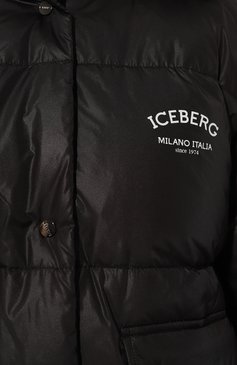 Женский пуховик ICEBERG черного цвета, арт. J041/6405 | Фото 5 (Длина (верхняя одежда): Короткие; Материал сплава: Проставлено; Рукава: Длинные; Драгоценные камни: Проставлено; Материал внешний: Синтетический материал; Стили: Кэжуэл; Кросс-КТ: Пуховик)