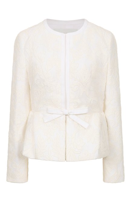 Женский жакет GIAMBATTISTA VALLI белого цвета, арт. 25SSPVCA6022-02STA | Фото 1 (Длина (для топов): Стандартные; Материал сплава: Проставлено; Материал внешний: Синтетический материал; Рукава: Длинные; Драгоценные камни: Проставлено)