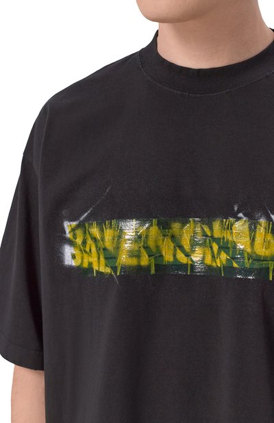 Хлопковая футболка BALENCIAGA черного цвета по цене 107000 руб., арт. 764235/TUVI6, фото 5 Хлопковая футболка BALENCIAGA, арт. 764235/TUVI6, фото 5