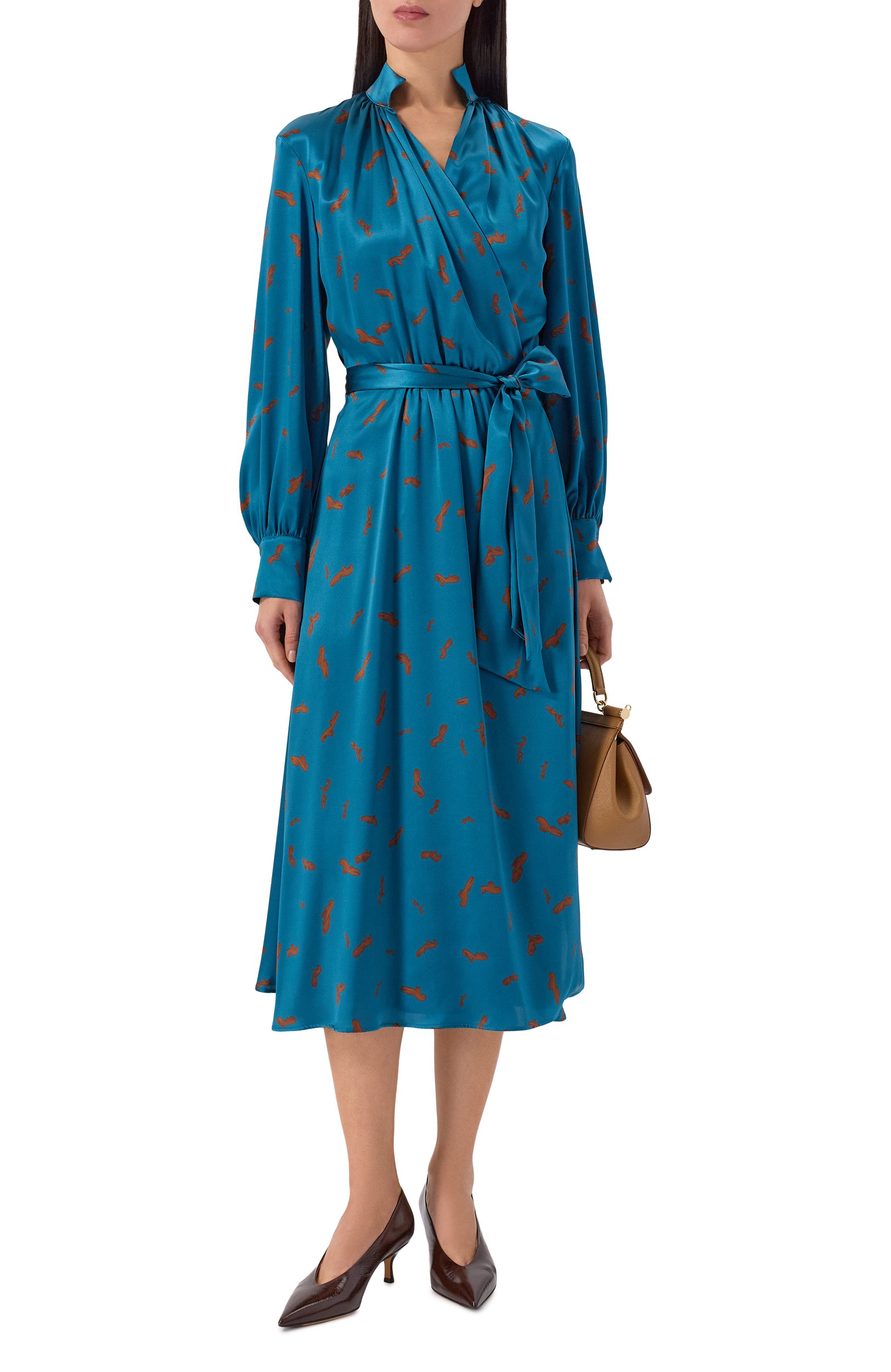 Атласное платье KITON синего цвета по цене 428000 руб., арт. D62319K0584I, фото 2 Атласное платье KITON, арт. D62319K0584I, фото 2