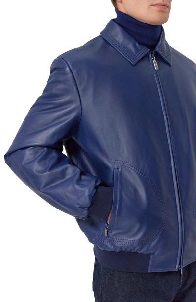 Кожаный бомбер ZILLI синего цвета по цене 1070000 руб., арт. A0RYH1M1005VTSU00, фото 5 Кожаный бомбер ZILLI, арт. A0RYH1M1005VTSU00, фото 5