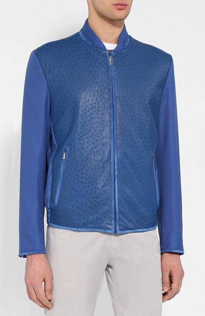 Кашемировый бомбер с отделкой из кожи страуса ZILLI, арт. MAN-BRAQU-D0580/1004, фото 3