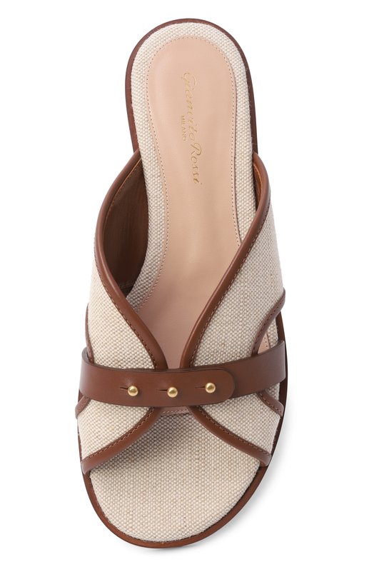 Комбинированные шлепанцы Paros Gianvito Rossi G10107.05CU0.VPSCUNT Бежевый  G10107.05CU0.VPSCUNT Фото 6