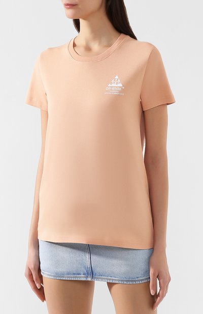 Хлопковая футболка OFF-WHITE бежевого цвета по цене 56700 руб., арт. 0WAA049R19B070540301, фото 3 Хлопковая футболка OFF-WHITE, арт. 0WAA049R19B070540301, фото 3