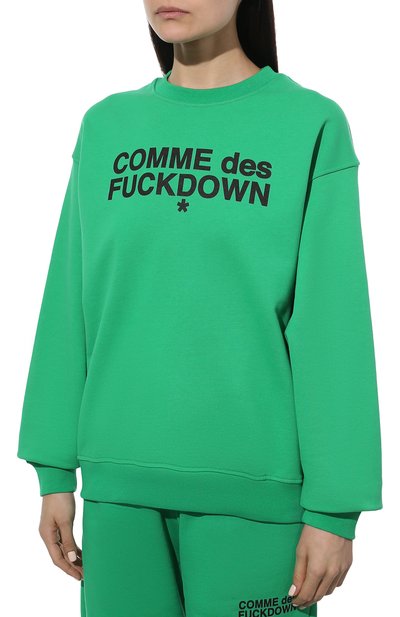 Хлопковый свитшот COMME DES FUCKDOWN зеленого цвета по цене 11750 руб., арт. CDFD1542, фото 3 Хлопковый свитшот COMME DES FUCKDOWN, арт. CDFD1542, фото 3