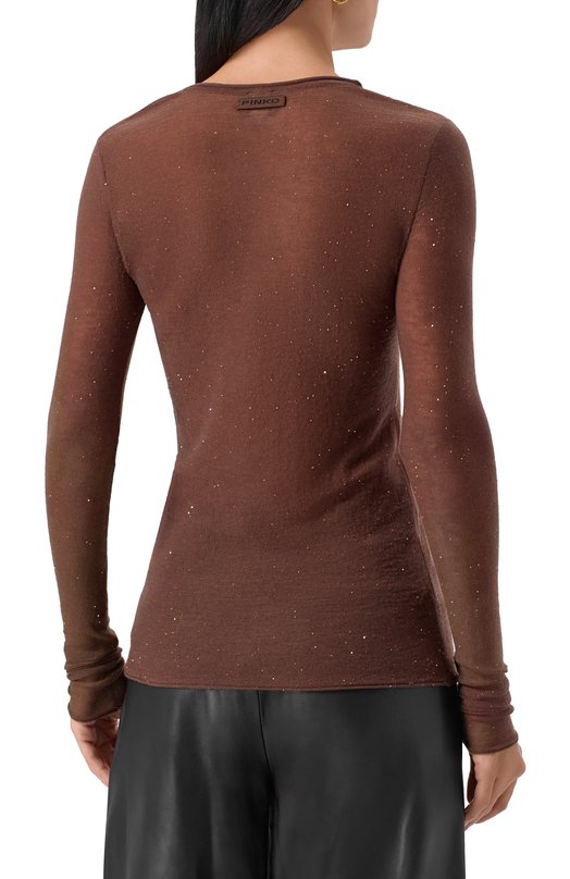Шерстяной пуловер Pinko 105398/A2PM Коричневый  105398/A2PM Фото 4