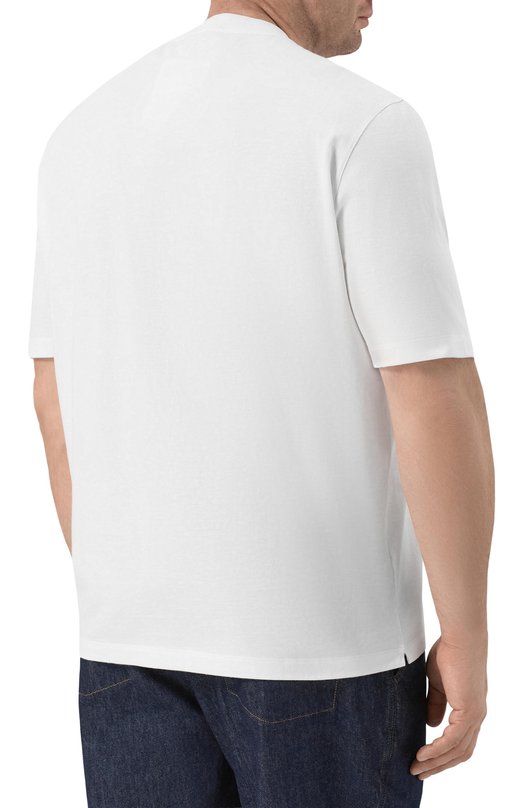 Хлопковая футболка Canali T0943/MJ02436 Белый  T0943/MJ02436 Фото 4