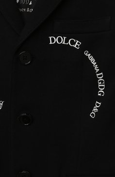 Детский хлопковый пиджак DOLCE & GABBANA черного цвета, арт. L4JE25/G7XCJ/8-14 | Фото 3 (Материал внешний: Хлопок; Материал подклада: Хлопок; Рукава: Длинные; Кросс-КТ: пиджак; Мальчики-школьная форма: Пиджаки; Региональные ограничения белый список (Axapta Mercury): RU; Материал сплава: Проставлено; Драгоценные камни: Проставлено; Ростовка одежда: 10 - 11 лет | 140 - 146см, 12 лет | 152 см, 8 лет | 128 см)