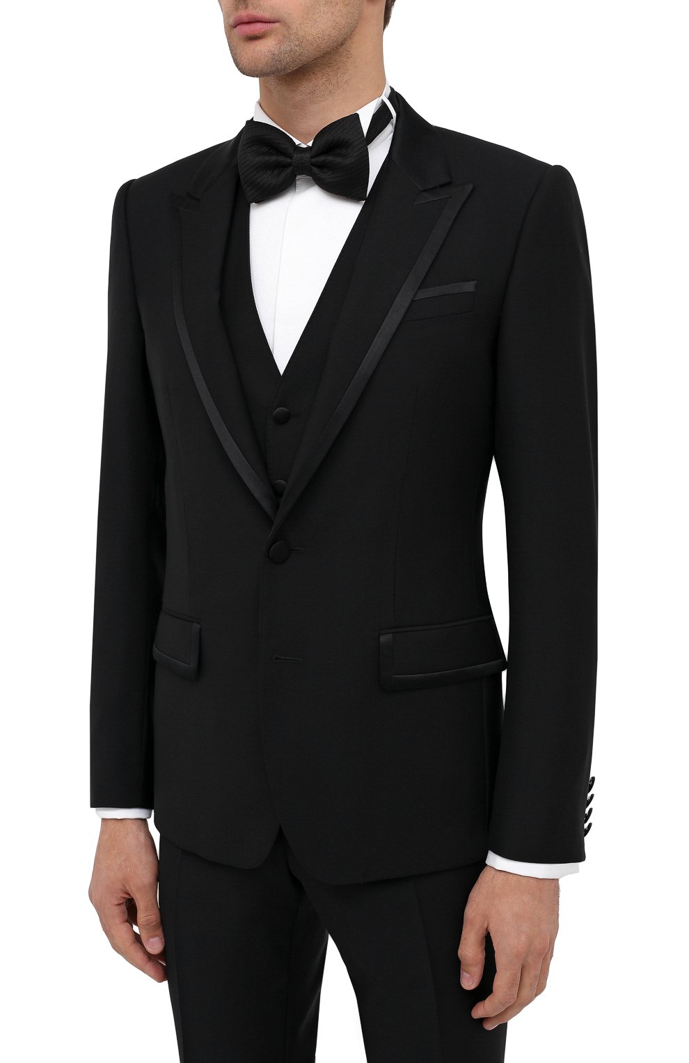 Шерстяной смокинг-тройка DOLCE & GABBANA черного цвета по цене 337500 руб., арт. GKBEMT/FU2Z8, фото 2 Шерстяной смокинг-тройка DOLCE & GABBANA, арт. GKBEMT/FU2Z8, фото 2