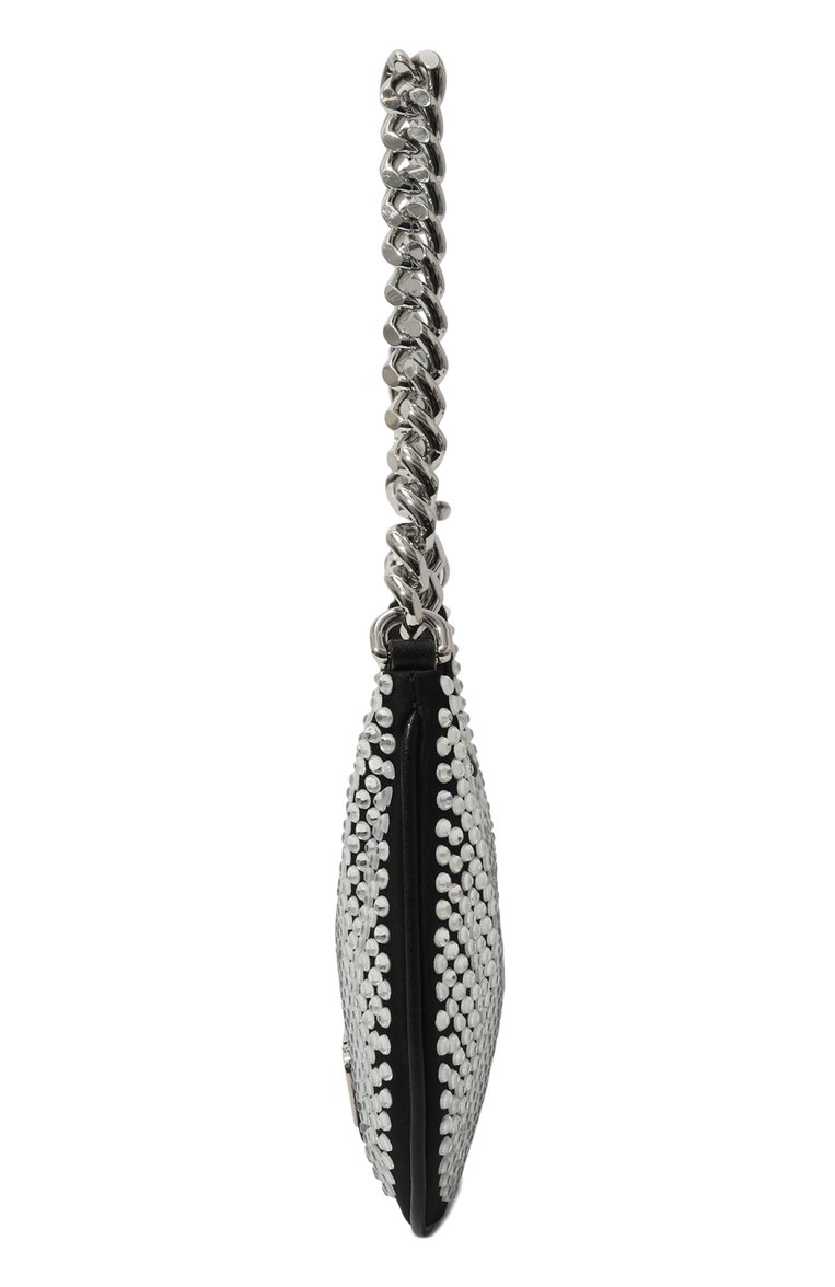Женская сумка MOSCHINO серебряного цвета, арт. B8412/8202 | Фото 4 (Материал сплава: Проставлено; Размер: mini; Драгоценные камни: Проставлено; Материал: Текстиль; Сумки-технические: Сумки через плечо)