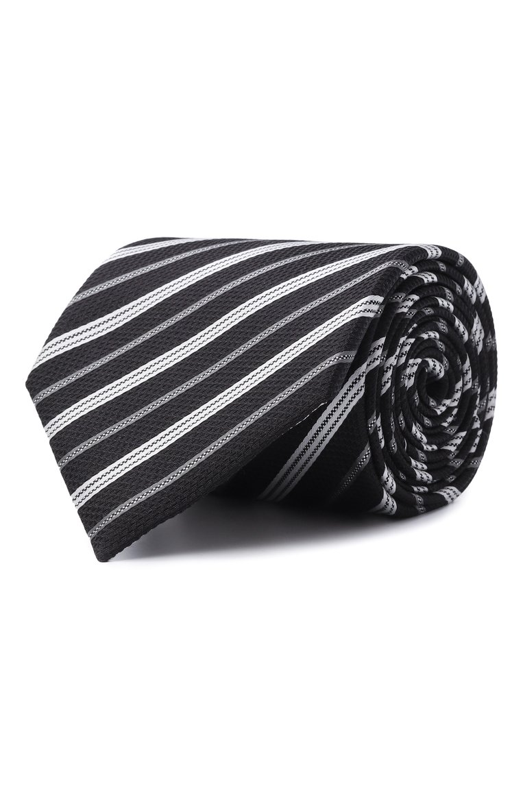Мужской шелковый галстук EMPORIO ARMANI черного цвета, арт. EM001346/TE13714 | Фото 1 (Нос: Не проставлено; Материал: Шелк, Текстиль; Принт: С принтом)