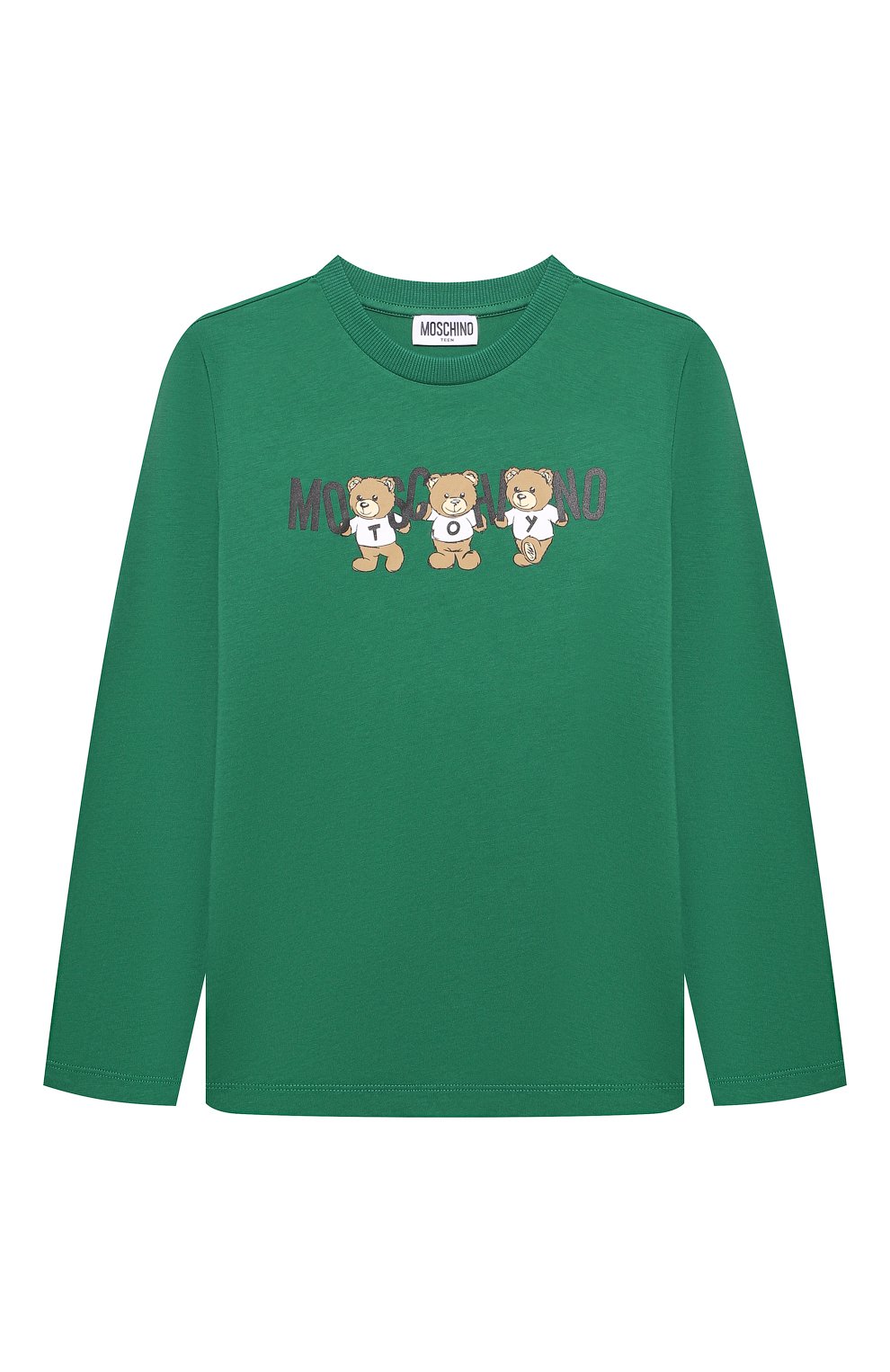 Хлопковый лонгслив MOSCHINO зеленого цвета по цене 7220 руб., арт. HQ000J/LAA10/10-14, фото 1 Хлопковый лонгслив MOSCHINO, арт. HQ000J/LAA10/10-14, фото 1