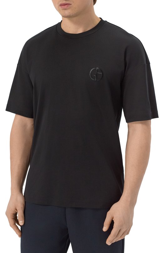 Хлопковая футболка Giorgio Armani GM001246/TE10333 Чёрный  GM001246/TE10333 Фото 3