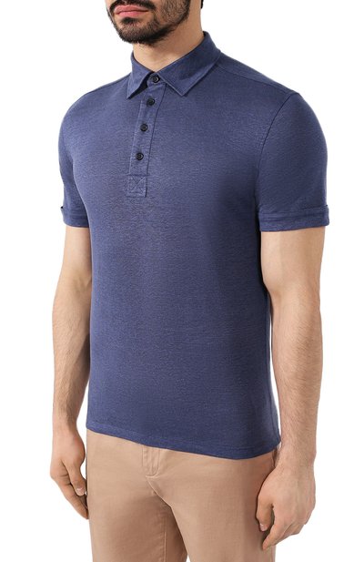 Льняное поло ZEGNA синего цвета по цене 39950 руб., арт. UU564/723, фото 3 Льняное поло ZEGNA, арт. UU564/723, фото 3