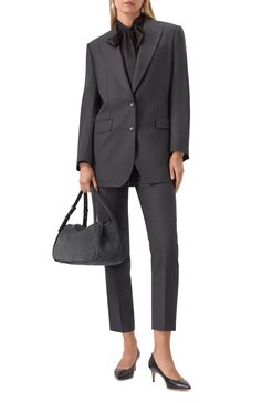 Женская сумка GIORGIO ARMANI темно-серого цвета, арт. GW001310/AF14186 | Фото 7 (Материал: Натуральная кожа, Натуральная замша; Размер: large)