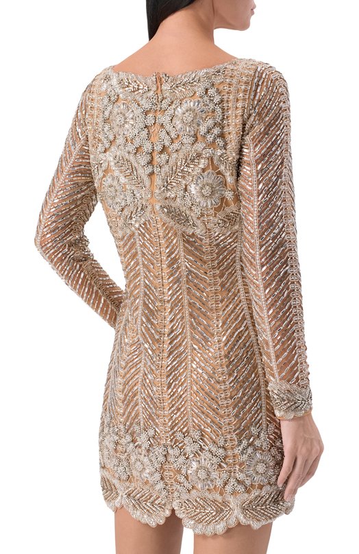 Платье с отделкой стразами и бисером Elie Saab D0930NF25/BE043 Бежевый  D0930NF25/BE043 Фото 3