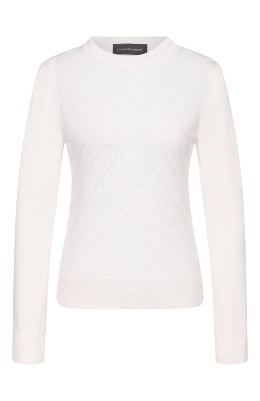 Хлопковый пуловер Lorena Antoniazzi P26113GM43A/1329 Белый P26113GM43A/1329
