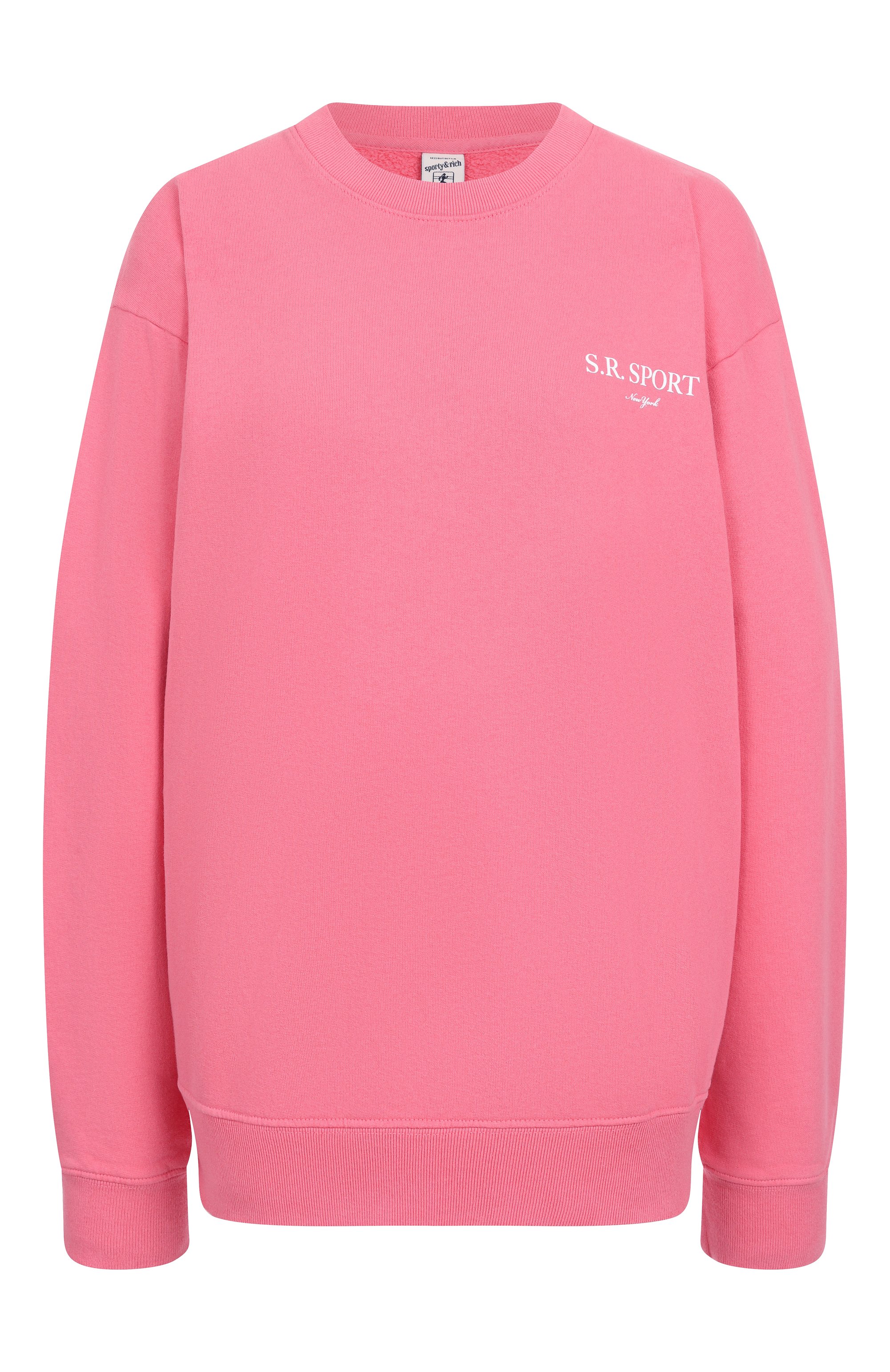 Хлопковый свитшот SPORTY AND RICH кораллового цвета по цене 24750 руб., арт. ST071612201P139, фото 1 Хлопковый свитшот SPORTY AND RICH, арт. ST071612201P139, фото 1