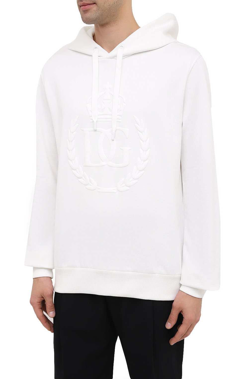 Хлопковое худи DOLCE & GABBANA белого цвета по цене 72950 руб., арт. G90F9Z/G7WNI, фото 3 Хлопковое худи DOLCE & GABBANA, арт. G90F9Z/G7WNI, фото 3