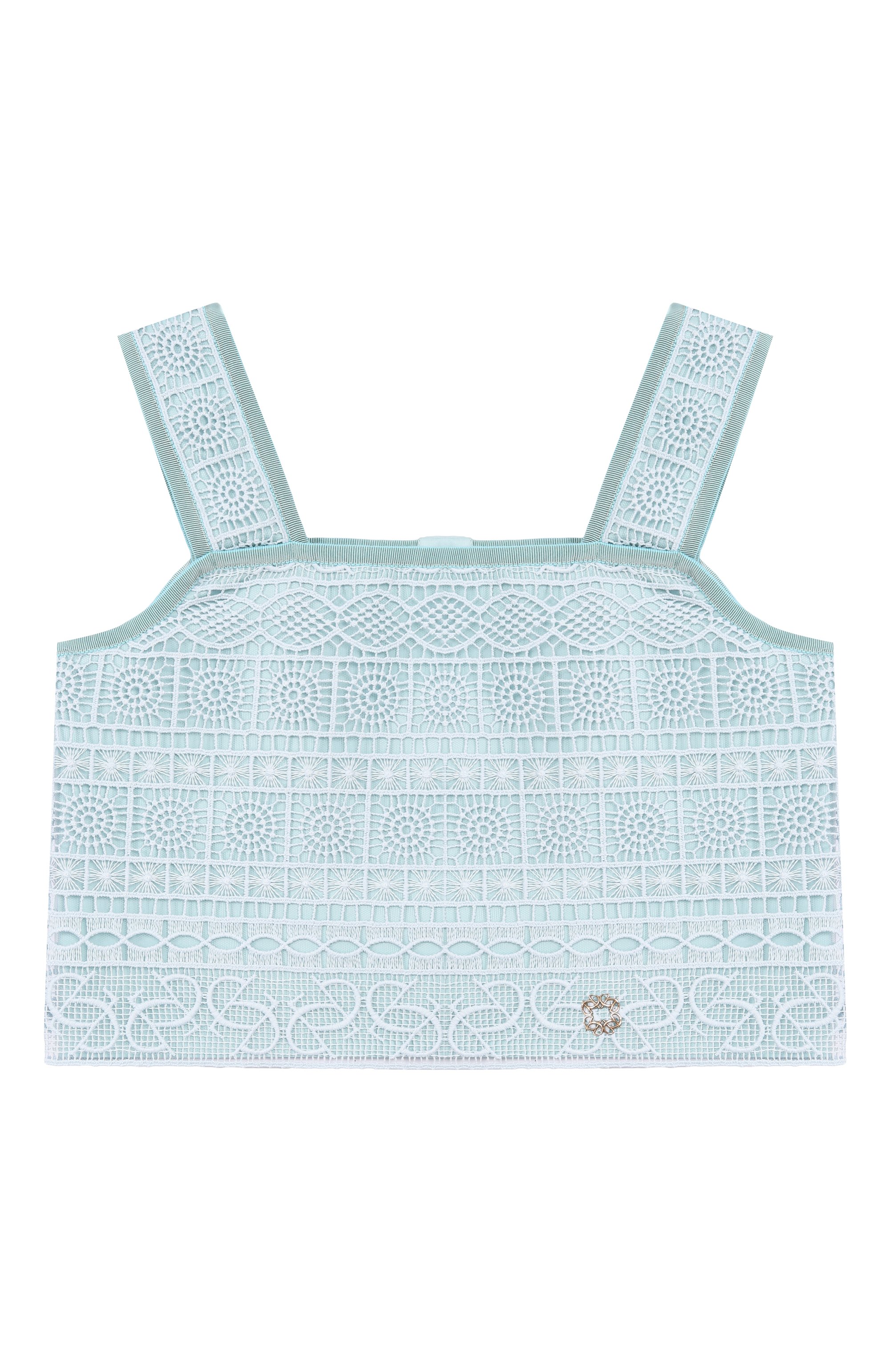 Хлопковый топ ELIE SAAB JUNIOR голубого цвета по цене 34850 руб., арт. EFTP024/TS1124_001, фото 1 Хлопковый топ ELIE SAAB JUNIOR, арт. EFTP024/TS1124_001, фото 1