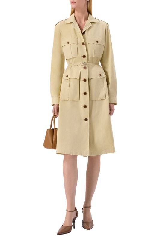 Хлопковое платье Prada P3N24E/15B5 Бежевый  P3N24E/15B5 Фото 2