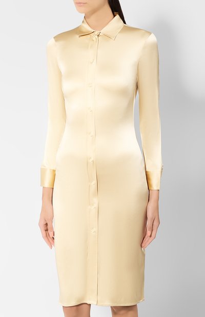 Шелковое платье BOTTEGA VENETA бежевого цвета по цене 297500 руб., арт. 577159/VA6R0, фото 3 Шелковое платье BOTTEGA VENETA, арт. 577159/VA6R0, фото 3