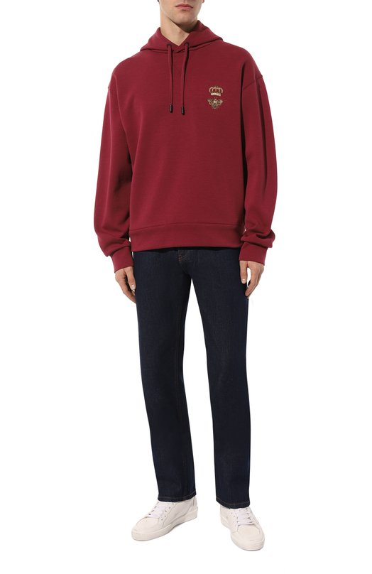 Хлопковое худи Dolce & Gabbana G9ACJZ/HU7H9 Бордовый  G9ACJZ/HU7H9 Фото 2
