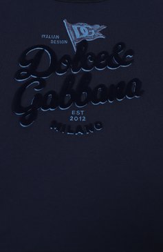 Детская хлопковая футболка DOLCE & GABBANA темно-синего цвета, арт. L4JTHV/G70J1/2-6 | Фото 3 (Материал внешний: Хлопок; Рукава: Короткие; Мальчики Кросс-КТ: Футболка-одежда; Автоматизация состава: Проставлено; Автоматизация ТО: Проставлено; Ростовка одежда: 2 года | 92 см, 3 года | 98 см, 4 года | 104 см, 5 лет | 110 см, 6 лет | 116 см)