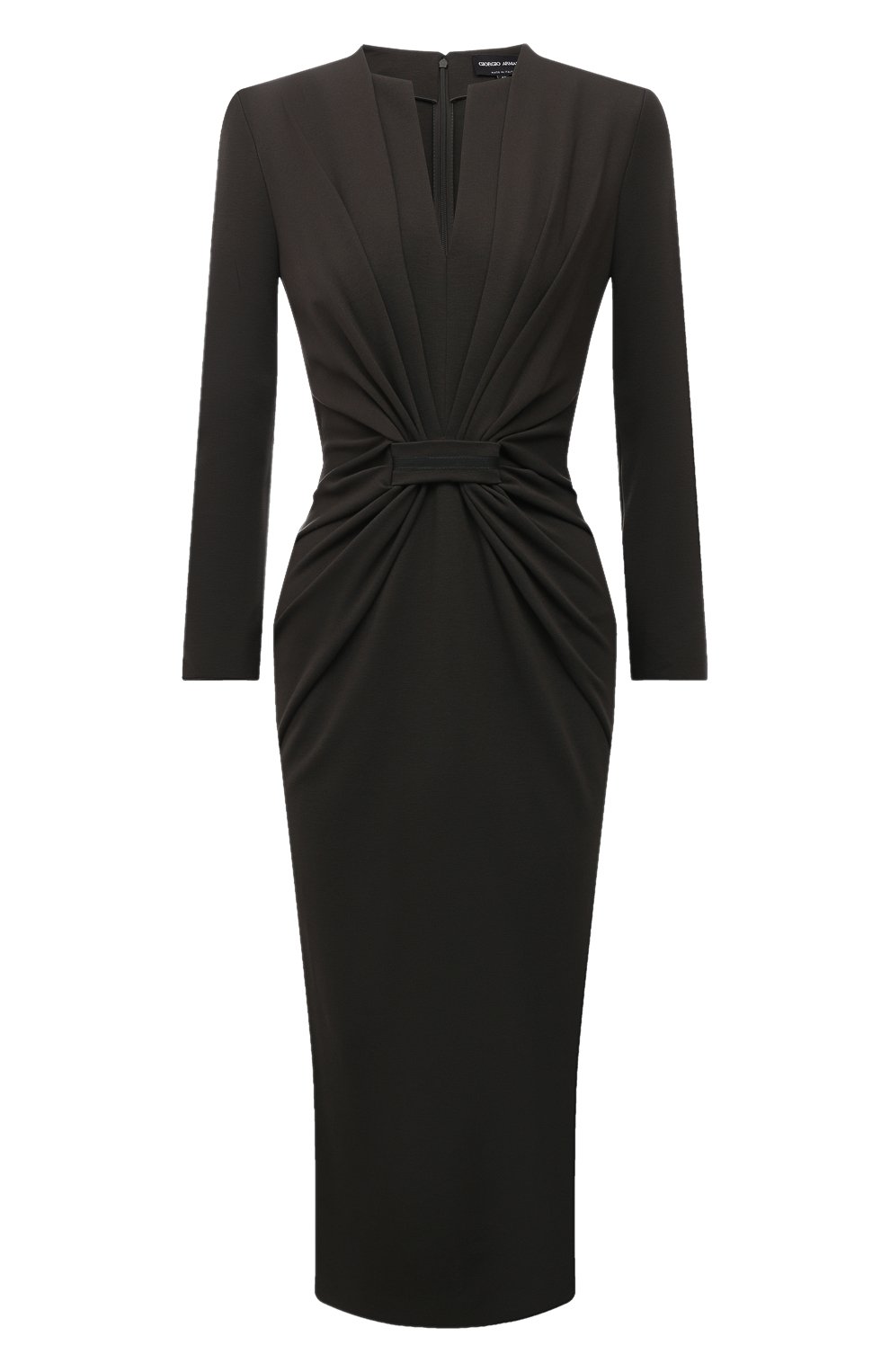 Платье из вискозы GIORGIO ARMANI хаки цвета по цене 158000 руб., арт. 6KAA74/AJFBZ, фото 1 Платье из вискозы GIORGIO ARMANI, арт. 6KAA74/AJFBZ, фото 1