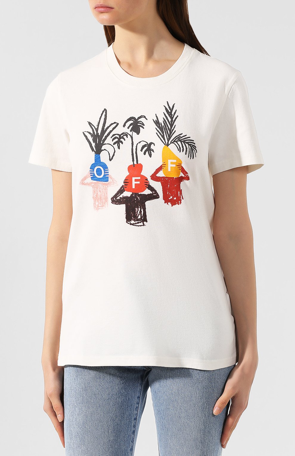 Хлопковая футболка OFF-WHITE белого цвета по цене 19950 руб., арт. 0WAA049E19B070640188, фото 3 Хлопковая футболка OFF-WHITE, арт. 0WAA049E19B070640188, фото 3