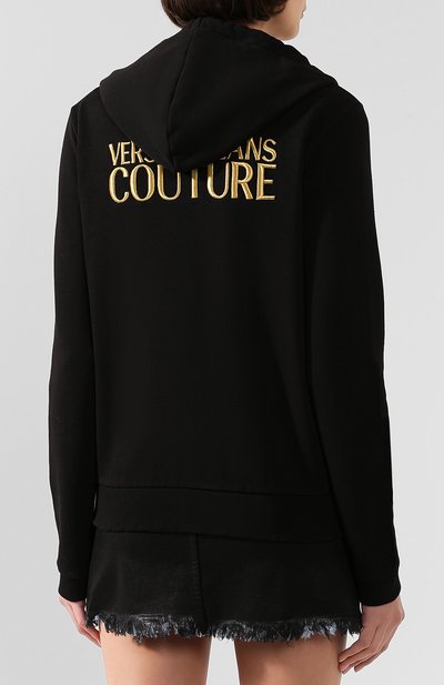 Хлопковая толстовка VERSACE JEANS COUTURE черного цвета по цене 27800 руб., арт. B6HUA782-UDP306 8B/36604, фото 4 Хлопковая толстовка VERSACE JEANS COUTURE, арт. B6HUA782-UDP306 8B/36604, фото 4