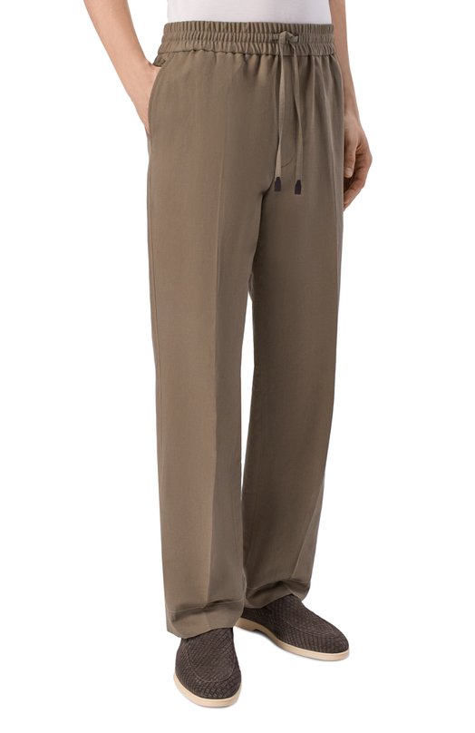 Брюки изо льна и хлопка Brioni RP2Z0L/PA106 Бежевый  RP2Z0L/PA106 Фото 3