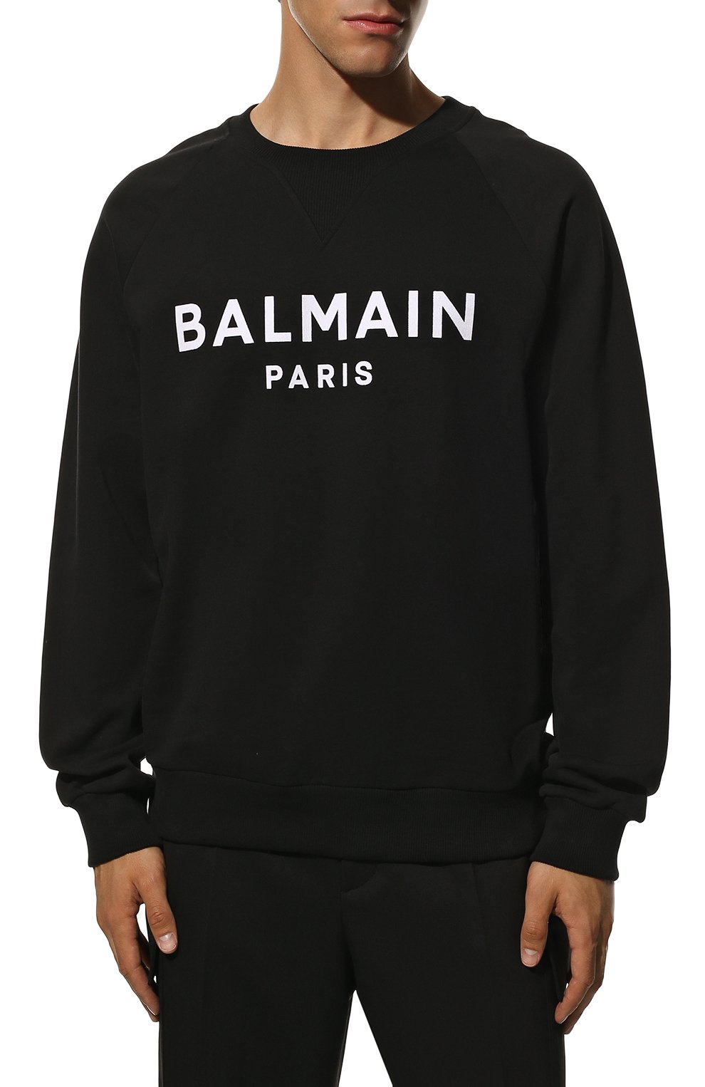 Хлопковый свитшот BALMAIN черного цвета по цене 59150 руб., арт. WH1JQ005/B125, фото 3 Хлопковый свитшот BALMAIN, арт. WH1JQ005/B125, фото 3