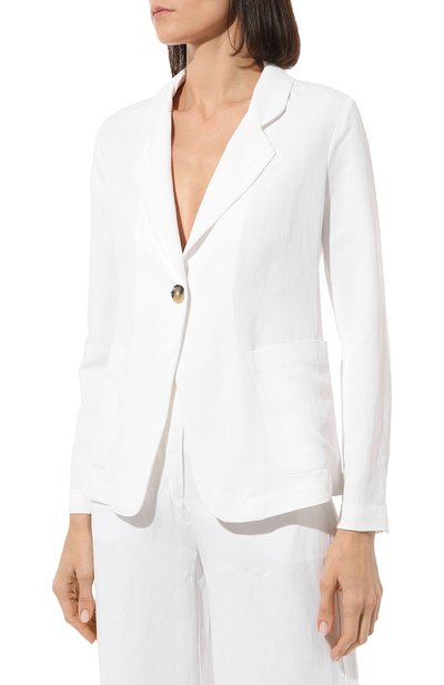 Жакет из вискозы и льна EMPORIO ARMANI белого цвета по цене 69350 руб., арт. 3R2G74/2NM8Z, фото 3 Жакет из вискозы и льна EMPORIO ARMANI, арт. 3R2G74/2NM8Z, фото 3