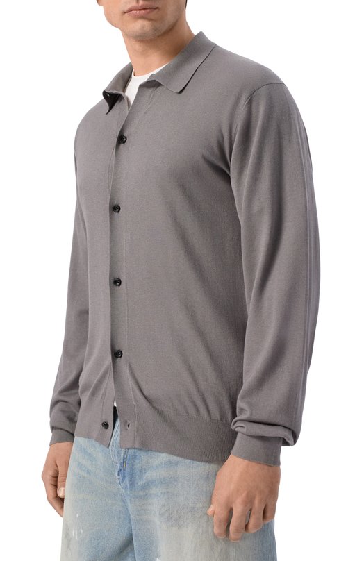 Кардиган из шелка и кашемира Attachment AK61-004 Серый  AK61-004 Фото 3