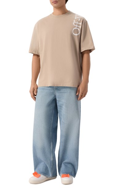 Хлопковая футболка OFF-WHITE бежевого цвета по цене 39800 руб., арт. 0MAA120F26JER0100, фото 2 Хлопковая футболка OFF-WHITE, арт. 0MAA120F26JER0100, фото 2