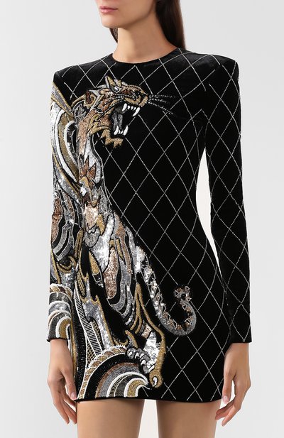 Платье из смеси вискозы и шелка BALMAIN, арт. SF16848/P016, фото 3