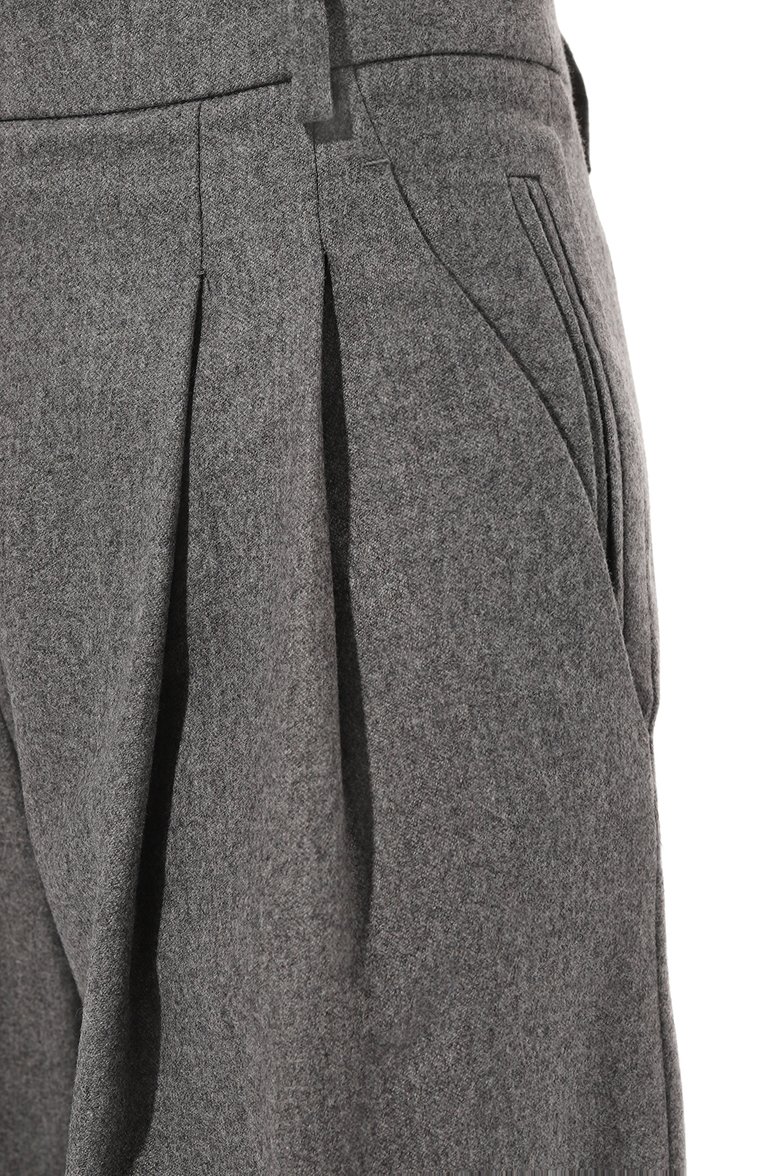 Женские шерстяные брюки ELEVENTY темно-серого цвета, арт. H80PANH04/TES0H041 | Фото 5 (Силуэт Ж (брюки и джинсы): Широкие; Материал внешний: Шерсть; Длина (брюки, джинсы): Стандартные; Женское Кросс-КТ: Брюки-одежда; Материал сплава: Проставлено; Драгоценные камни: Проставлено; Стили: Кэжуэл)