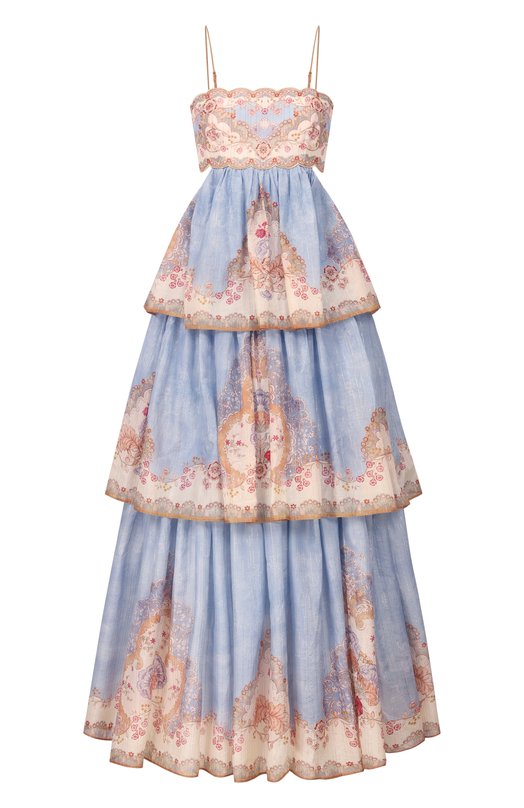Платье из хлопка и шелка Zimmermann 5353DRS263 Голубой 5353DRS263