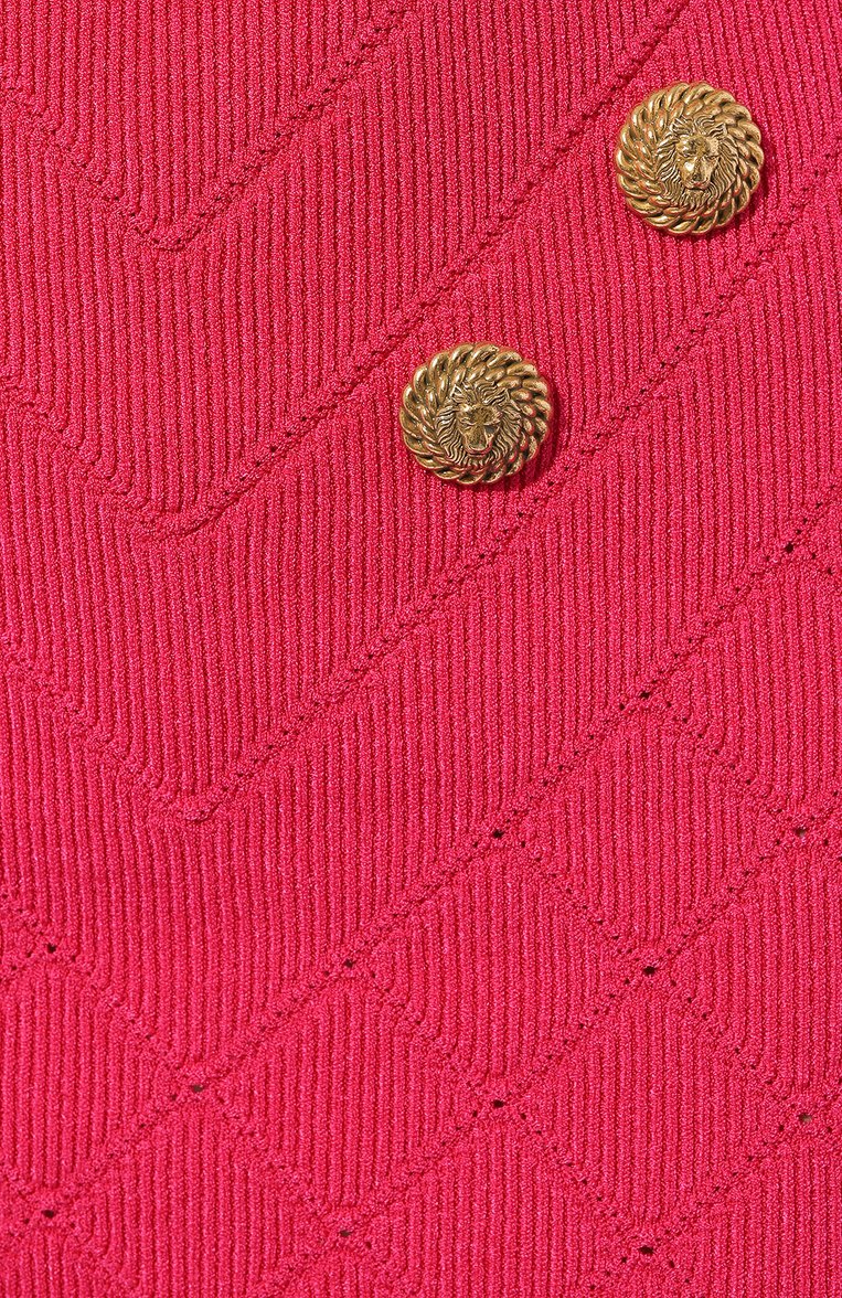 Женская юбка из вискозы BALMAIN фуксия цвета, арт. CF1LB004/KF53 | Фото 5 (Материал сплава: Проставлено; Драгоценные камни: Проставлено; Материал внешний: Вискоза; Длина Ж (юбки, платья, шорты): Мини; Кросс-КТ: Трикотаж; Стили: Гламурный)