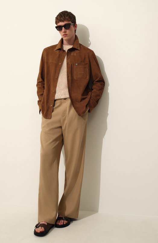 Шлепанцы из нубука Corneliani 25TM86-2520920 Коричневый  25TM86-2520920 Фото 9