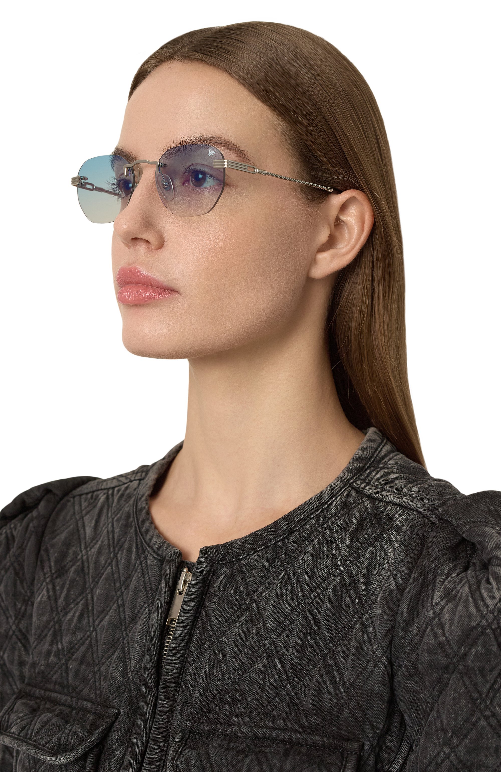 Солнцезащитные очки VINTAGE FRAMES, арт. DETR0IT PLAYER 24KT WHITE G0LD/SKY BLUE, фото 3