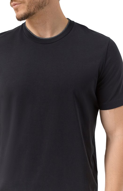 Хлопковая футболка Corneliani 26G571-2625022 Чёрный  26G571-2625022 Фото 5