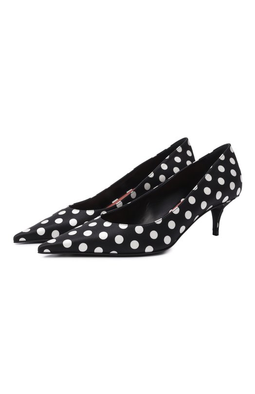 Атласные туфли Barbara 55 Amina Muaddi BARBARA PUMP 55/SATIN Чёрно-белый BARBARA PUMP 55/SATIN