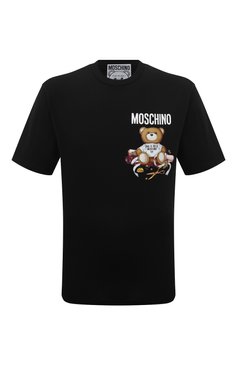 Мужская хлопковая футболка MOSCHINO черного цвета, ар�т. V0714/5241 | Фото 1 (Рукава: Короткие; Длина (для топов): Стандартные; Принт: С принтом; Материал сплава: Проставлено; Материал внешний: Хлопок; Стили: Спорт-шик; Драгоценные камни: Проставлено)